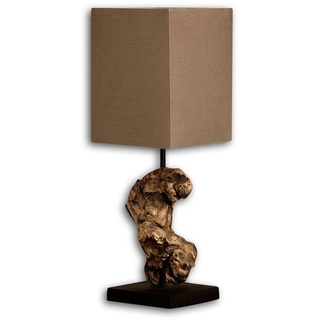 levandeo Lampe Tischlampe aus Holz Holzlampe Tischleuchte braun Treibholz 45cm