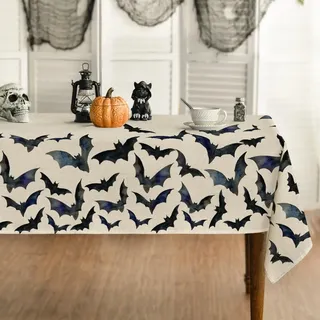 Artoid Mode Fledermaus Halloween Tischdecke 140x110 cm, Saisonnal Fleckschutz Tischwäsche Küche Dekoration Party Dekor