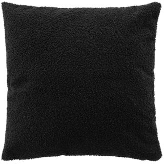 douceur d'intérieur Wooly Kissen mit abziehbarem Bezug (45 x 45 cm), Schwarz, einfarbig, Bouclette-Stoff