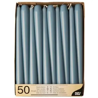 PAPSTAR 50 Leuchterkerzen Ø 2,2 cm · 25 cm arktikblau