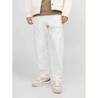 Cargohose JACK & JONES "JPSTEDDIE CARPENTER PANTS NOOS", Herren, Gr. 30, Länge 30, grün (jet stream), Web, Obermaterial: 100% Baumwolle, unifarben, loose fit knöchellang, Hosen Cargohose