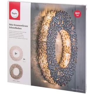 Rayher 62903505 Holz Ornamentkranz, FSC zertifiziert, 35 cm ø, natur, 10-tlg. Fensterkranz, Dekokranz, Holzkranz