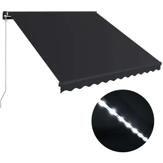 vidaXL Markise Manuell Einziehbar mit LED 350x250 cm Anthrazit - Grau