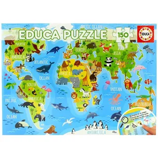 Educa - Tiere Weltkarte 150 Teile Puzzle |
