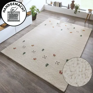 THEKO Wollteppich "Gabbeh Motiv, Handgefertigt, Teppich, Tiermotiv, reine Wolle" rechteckig 14 mm Höhe reine Wolle, Wohnzimmer, Schlafzimmer, Esszimmer, natur