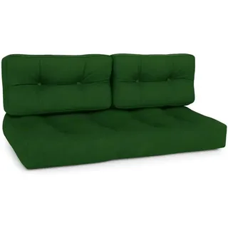 Beautissu ECO Style Palettenkissen Sitz 120x80x15cm Dunkelgrün + Rücken 2tlg