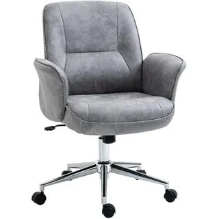 Vinsetto Bürostuhl Schreibtischstuhl drehbar verstellbar Mikrofaser Schaumstoff Grau , Hellgrau , Kunststoff , 70x106x65 cm , Büromöbel, Bürostühle, Drehstühle