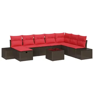 vidaXL Gartensofa-set 9 stk. Braun Poly-Rattan - Braun