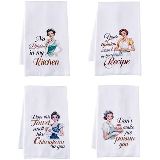 WADORN 4 Stile Lustige Küchentücher Handtücher, „Don't Make Me Poison You“ Geschirrtücher Aus Mikrofaser Geschirrtücher Mit Lustigem Spruch Für Gastgeberin Feiertage Einweihungsfeier, 60x40cm