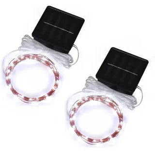 Topfashion+ Solar Mini Teeny winzige Lichter, Sternen String Licht für Garten Fee, Baum, Geländer, Arbor, Zaun, 16 Fuß 50 LEDs, 2 Pack,Kaltes Weiß