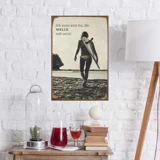 Metallbild QUEENCE "Welle ruft", schwarz (farbe bild(er): schwarz), B:20cm H:30cm, Metall, Stahl, Bilder, Metallbild, Stahlschilder