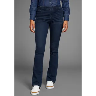 Jeansjeggings ARIZONA "Bootcut mit leichtem Thermo Effekt", Damen, Gr. 42, N-Gr, blau (dk blau used), Denim/Jeans, Obermaterial: 72% Baumwolle, 26% Polyester, 2% Elasthan, Basic, lang, Jeans Jeansjeggings, High Waist