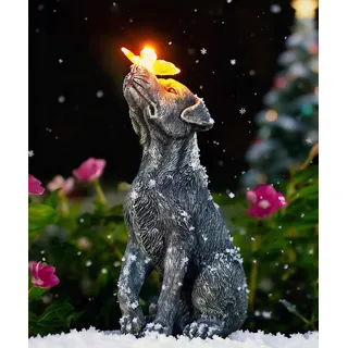 Yeomoo Hund Figuren mit Schmetterling Solar Deko für Außen: Lustige Hunde Gartendeko Hundebesitzer Geschenk für Frauen Männer Mama Geburtstagsgeschenk Wasserdicht Deko für Garten Balkon Zimmer