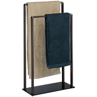 Relaxdays Handtuchständer freistehend 2 Stangen Dunkelbraun