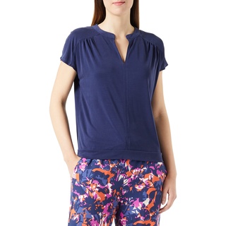 Gerry Weber Damen Weiches Blusenshirt mit Raffung überschnittene Schultern, Kurzarm unifarben Blueberry 44