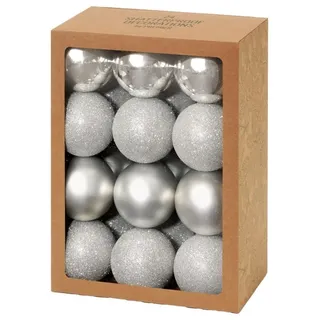 Christbaumkugel Packung 60MM Verschiedene Oberfläche Silber 24 (Nicht Essbar)