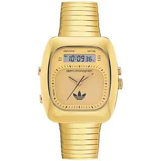 Chronograph ADIDAS ORIGINALS "RETRO WAVE THREE", gold (goldfarben), Armbanduhren, Damen, Chronograph, Armbanduhr, Herrenuhr, Damenuhr,Edelstahlarmband,Stoppfunktion,digital