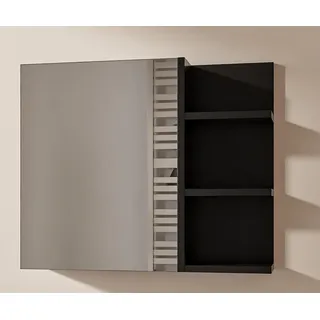 HAJDUK FURNITURE Badspiegelschrank 60x50 cm Schwarz – Spiegelschrank Bad 1 Tür grifflos mit Ablagen rechts - Schwarz