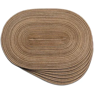 Noctiflorous Ovale geflochtene Platzsets, 30,5 x 45,7 cm, runde Tischsets für Esstische, natürlich gewebt, hitzebeständig, 6 Stück (ovales Braun)