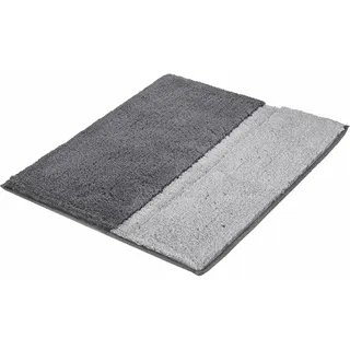Badematte KLEINE WOLKE "Life, Badvorleger, Badezimmer Teppich" Gr. 4, grau (anthrazit), H:20mm, Baumwolle, Badematten, Badematte, Badteppich, Streifen, Hoch-Tief Effekt