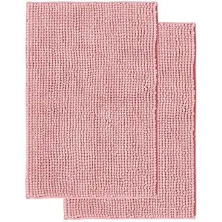 Decomira Badematte rutschfest | Als Badteppich Set kombinierbar | Badezimmer-Teppich Bad-Vorleger waschbar aus Chenille | Duschvorleger für Dusche, Badewannen, WC Deko | Rosa - 50x80 cm (2stk)