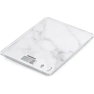 Soehnle Küchenwaage Page Compact 300 Marble, Haushaltswaage 5kg Tragkraft | 1-g-Teilung, LCD-Anzeige, Tara-Funktion, Sensor-Touch, extraflach, Marmor-Optik, inkl. Batterien, g und lb