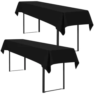 YMHPRIDE 2Pack weiße Wasserdicht Biertisch Tischdecke,für 50-70 cm Tischbreite,Biertisch Biertischhussen Bierzeltgarnitur Rechteckige Tischdecken Waschbar 100x260cm für Gartenbankett-Gartenmöbel.