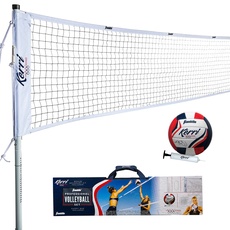 Franklin Sports Volleyball Profi Netz Set: Kerri Walsh Jennings Edition - Inklusive Pro Style Volleyball mit Pumpe, verstellbarem Netz, Stakes, Seile - Beach- oder Backyard Volleyball - Easy Setup