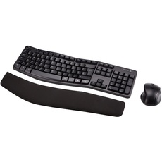 Amazon Basics – Tastatur-Maus-Set, ergonomisch, kabellos, DE-Layout - schwarz