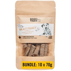 Dogs'n Tiger – “Kraftpaket” Hunde Snack zur Immunstärkung – artgerechte Hundeleckerlis mit Sprotte, Knotentang, Chaga & Reishi Pilz – ohne Zucker, Getreide & künstliche Aromen (10 x 70g)