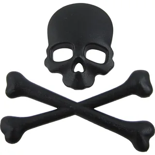 Exklusives Emblem Sticker Aufkleber Metall Knochen Skull Totenkopf in Schwarz