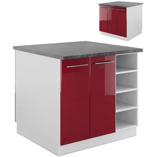 Vicco Kochinsel Fame-Line 90 x 82 x 82 cm Bordeaux Hochglanz/Weiß