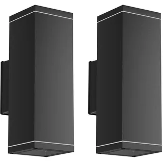Klighten 2 Stück Wandleuchten GU10 Außen/Innen, IP65 Up and Down Leuchten Aussen, Aluminium Aussenleuchte Außenlampe, Wandlampe für Eingang Korridor, 26 x 13 cm, ohne Leuchtmittel, Schwarz