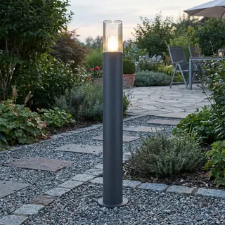 Easylight Pollerleuchte Anthrazit E27 80 cm hoch Edelstahl IP44 Modern Wegeleuchte außen Stehlampe Garten Weg Beleuchtung