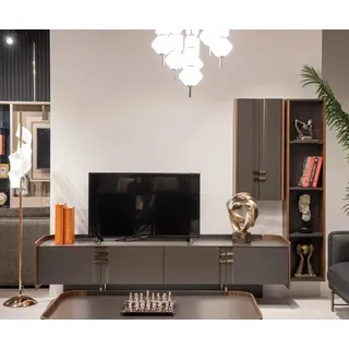 Wohnwänd tv Wand Holz Modern Regal Wohnzimmer Möbel JVmoebel - Grau