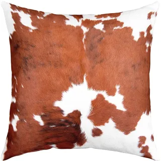 Kuh Druck Kissenbezug 40x40cm Set von 1, Braun Weiß Kuhfell, Bauernhof Tierhaar für Kinder Teenager Erwachsene, Milch Western Cowboy Rustikale Home Room Decor