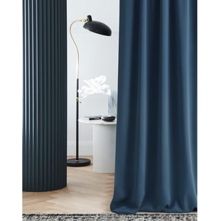 ROOM99 Vorhang mit Kräuselband Laurel 140 x 280 cm Breite x Höhe Verdunkelung Blickdicht Schiebegardinen Curtain Gardine Wohnzimmer Schlafzimmer für Schinensystem Dunkelblau, 1 Stück