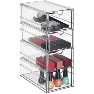 Relaxdays Schubladenbox 30,5 x 22,5 x 15,5 cm 4-tlg. transparent