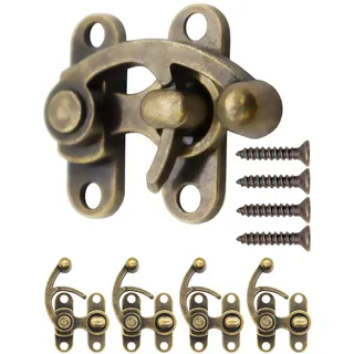 FUXXER 4x Antike Rast-Verschlüsse für Truhen & Kisten, Vintage Bronze Metallbeschläge, 38×30 mm, bronze