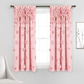 Lush Decor Riley Fenstervorhang, 160 x 137 cm, Rosa