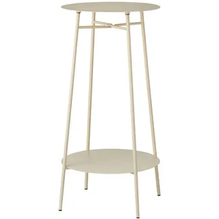 Beistelltisch aus Eisen, 2 Ebenen, gebrochenes Weiß, Ø 35 x 60 cm