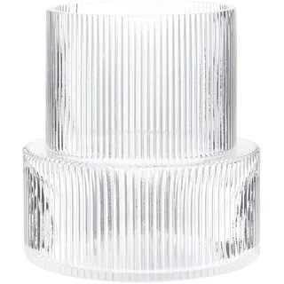 yanwe1 Geriffelte Glasvase von YANWE1, Blumenvase, geriffelte durchsichtige Vasen für Blumen, Moderne Vasen für Wohnzimmer, Esstisch, Eingang, Regal, Hochzeit, Büro, Couchtisch, Geburtstag, ca. 19 cm