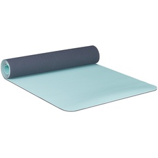 Relaxdays Yogamatte, 5 mm dünn, Gymnastikmatte 60x180 cm, für Pilates, Fitness, rutschfest, mit Tragegurt, mintgrün/grau