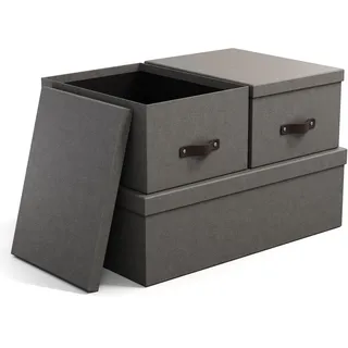 BIGsoBox Aufbewahrungsbox INGE 3er-Set dunkelgrau