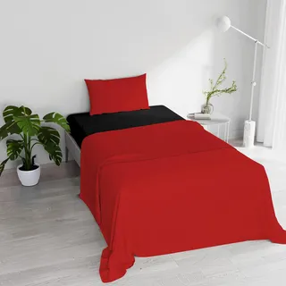 Italian Bed Linen Natürliche Farbe Bett-Set, rot/schwarz, quadratisch und halb