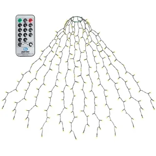 salcar 2m Christbaumbeleuchtung mit Ring und 12 Girlanden, 420er LED Überwurf Lichterkette mit Fernbedienung, Wasserdicht Lichterkette Weihnachtsbaum für 150cm bis 240cm Tannenbaum, Warmweiß