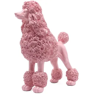 Lukitas Stehender rosa Pudel-Skulptur, dekorative Hundestatue, Tierfigur für Garten, Haus, Kunstharz, 25,4 cm