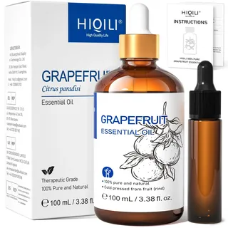 HIQILI Grapefruit Öl 100ml - 100% Reines Naturreines Ätherisches Grapefruitöl, Aromatherapieöl, Duftöle für Diffusor, Haut, Raumduft, Entspannung