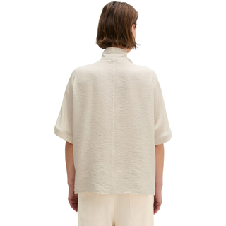 Schluppenbluse MARC O'POLO, Damen, Gr. 42, grau silk, Web, Obermaterial: 83% Viskose, 17% Polyamid, regular fit normal, Blusen Schluppenbluse, Crinkle, regular aus Viskose-Mix