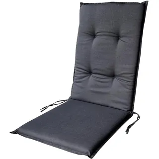 Hochlehner Auflage Rhodos 116x48 cm Anthrazit | Sitzauflage mit 5,5 cm Polster | Polsterauflage für Gartenstühle | Strukturgewebe aus 100% Baumwolle